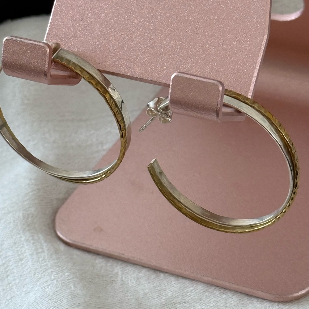 Silpada Two-Tone Gold and Silver Hoop Earrings